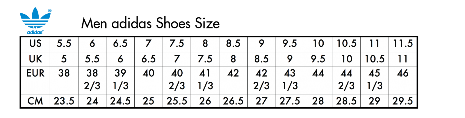 adidas skateboarding size chart