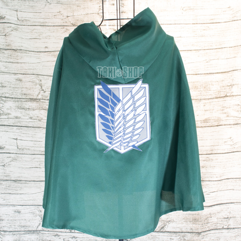 [XẢ KHO] Áo Choàng Cosplay Attack On Titan Cánh Dơi Xanh Lục - Logo in - Hình ảnh 2