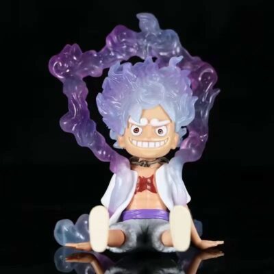 Mô hình mini figure: Luffy Gear 5 Chibi Ngồi - Tóc Tím