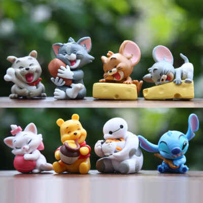 Mô hình figure set: Thế Giới Disney Bộ 8 Con: Tom, Jerry, Gấu Pooh, Baymax, Stitch, Chó Spike
