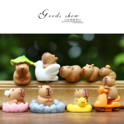 Mô hình figure set: Chuột Lang Nước Cappybara Vui Chơi Bộ 9 Con