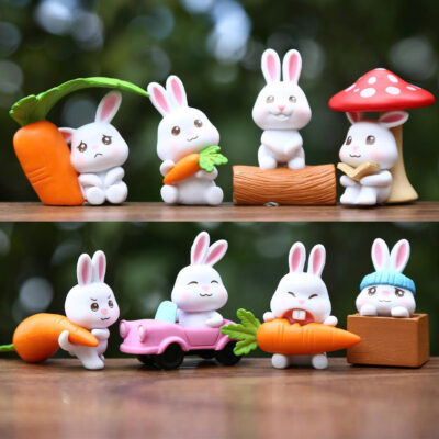 Mô hình figure set: Thỏ Con Ham Ăn Cà Rốt Bộ 8 Con