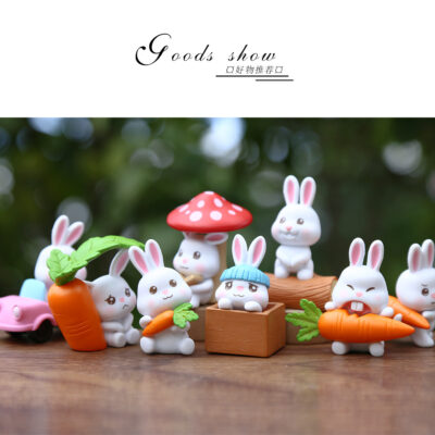Mô hình figure set: Thỏ Con Ham Ăn Cà Rốt Bộ 8 Con - Ảnh 3