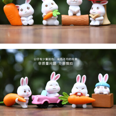 Mô hình figure set: Thỏ Con Ham Ăn Cà Rốt Bộ 8 Con - Ảnh 5
