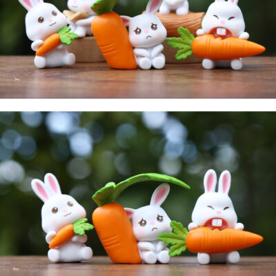 Mô hình figure set: Thỏ Con Ham Ăn Cà Rốt Bộ 8 Con - Ảnh 6