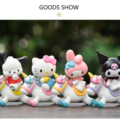 Mô hình figure set: Các Nhân Vật Dễ Thương Cưỡi Ngựa Pony Bộ 6 Con: Hello Kitty, Kuromi, Cinnamoroll, Pochacco, Pompompurin, My Melody - Ảnh 3