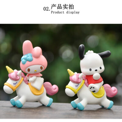 Mô hình figure set: Các Nhân Vật Dễ Thương Cưỡi Ngựa Pony Bộ 6 Con: Hello Kitty, Kuromi, Cinnamoroll, Pochacco, Pompompurin, My Melody - Ảnh 4