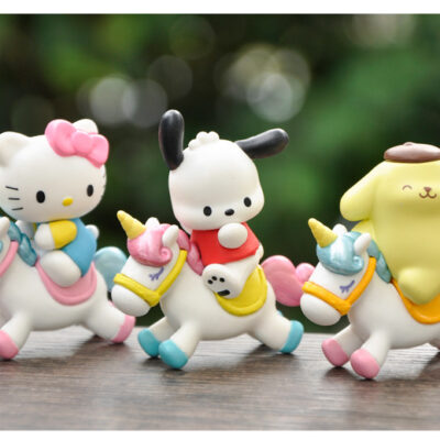 Mô hình figure set: Các Nhân Vật Dễ Thương Cưỡi Ngựa Pony Bộ 6 Con: Hello Kitty, Kuromi, Cinnamoroll, Pochacco, Pompompurin, My Melody - Ảnh 5