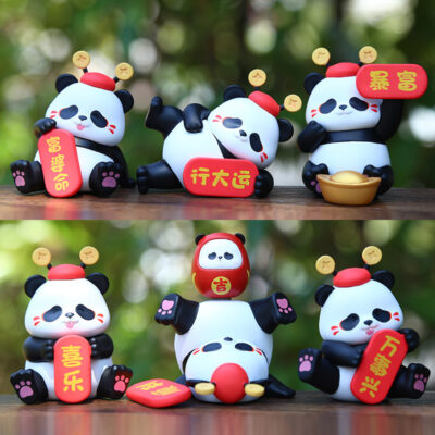 Mô hình figure set: MH001 Gấu Trúc Chúc Tết Bộ 6 Con