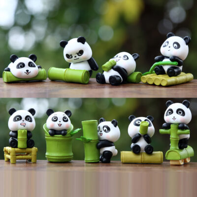 Mô hình figure set: MH001 Gấu Trúc Ôm Cây Trúc Bộ 8 Con