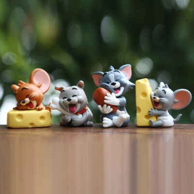 FIGS070 Mô hình figure set: Mèo Chó Chuột Ham Ăn Bộ 4 Con